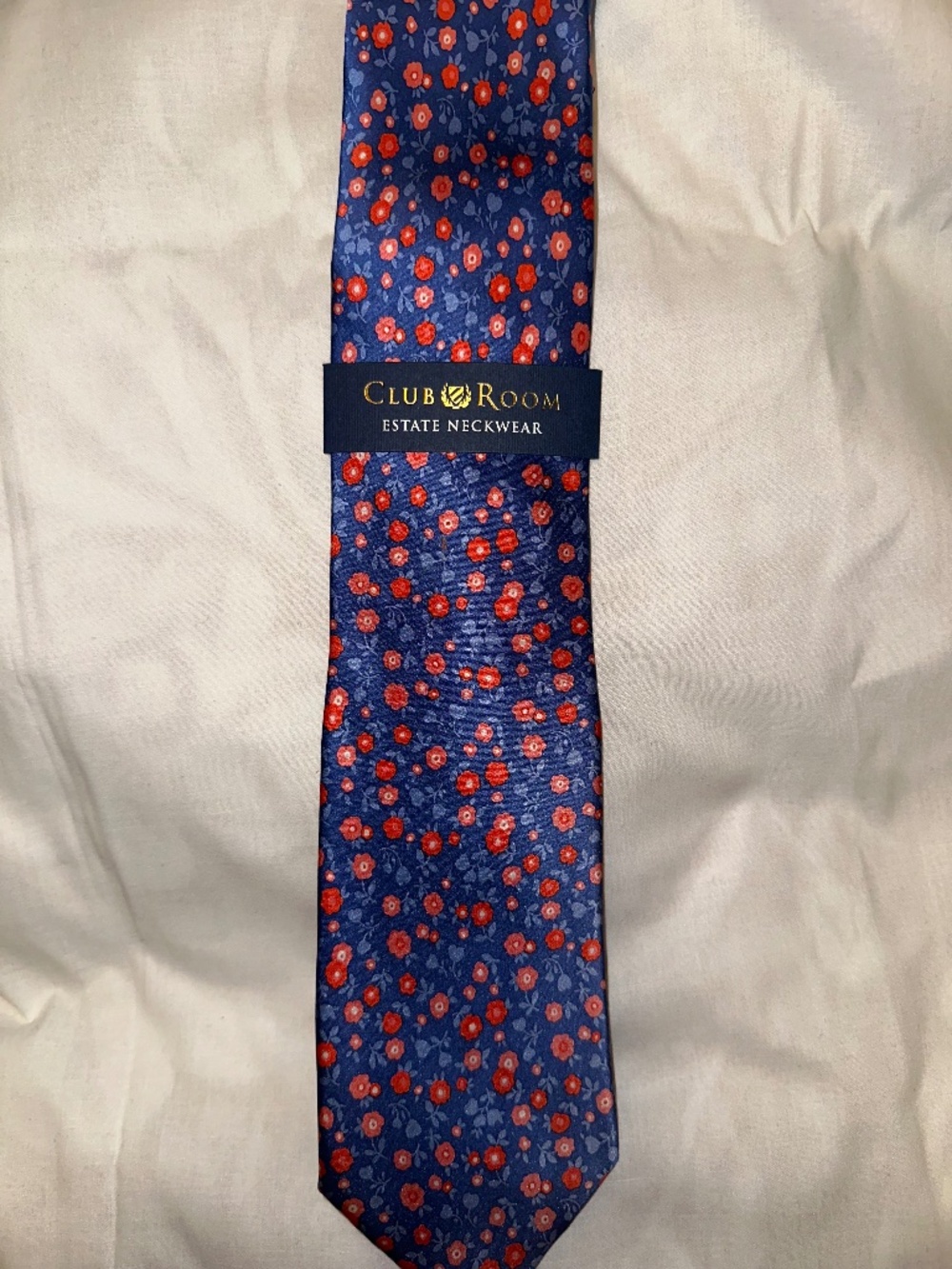 Club Room; navy, blue with red, little flowers